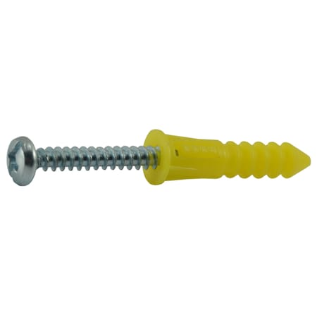 #4, #6, And #8 Pan Head Ribbed Plastic Anchors With Screws 100PK